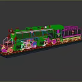 Vintage Steam Train Model With Metal Texture And Red Accents On Display Base