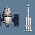 Chinese Spacecraft With Solar Panels And Rocket For Space Exploration Missions 3d model