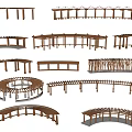 Wooden Pergola Structures With Various Shapes And Garden Design Elements 3d model
