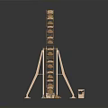 Golden Ferris Wheel Architectural Structure With Exquisite Cabins And Metal Frame