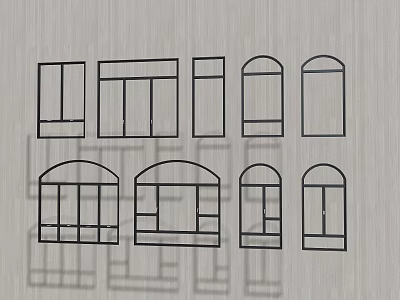Casement Windows Various Design Styles With Grid Patterns And Different Shapes 3d model