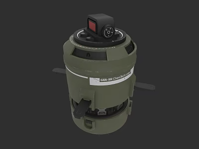 Green Cylindrical Weapon With 40mm Caliber And Black Top Control Device 3d model