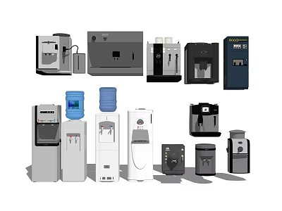 Diverse Daily Use Electrical Appliances Featuring Water Dispensers Coffee Makers And Small Home Devices 3d model