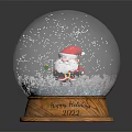 Wooden Side Table Adorned with Santa Snow Globe for Happy Holidays 2022