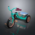 Classic Design Turquoise Children's Tricycle With Red Seat Metal Cart And Black Wheels