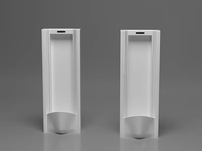 Two White Urinals Standing Side by Side Against Grey Background 3d model