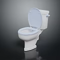 White Modern Toilet With Open Lid And Sleek Design For Bathroom Daily Use