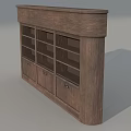 Classic Wooden Wine Cabinet With Multiple Open Shelves And Cabinet Doors