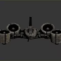 3D Rendered Cosmic Spaceship With Four Large Engines And Textured Body