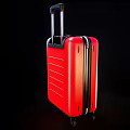 Red Modern Suitcase With Black Telescopic Handle And Rolling Wheels 3d model