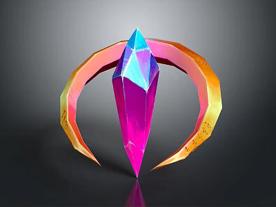 Colorful Crystal Shaped Decorative Home Accessory With Shiny Surface And Curved Ring Design 3d model