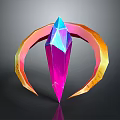 Colorful Crystal Shaped Decorative Home Accessory With Shiny Surface And Curved Ring Design