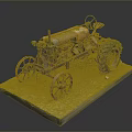 Vintage Tractor Model Displayed On Grass Covered Base With Detailed Parts