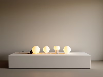 Modern Decorative Lights Illuminated On White Display Platform With Minimalist Design 3d model