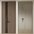 Modern Security Doors Featuring Wooden Texture Silver Finish Electronic Lock And Handle Design
