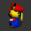 Pikachu Mario Fusion Figurine With Red Hat M Logo Blue Overalls Mustache And Lightning Tail