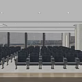 Modern Conference Room Interior With Rows Of Comfortable Seats And Large Digital Screens