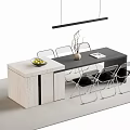 Modern Bar Counter With Sleek Design Marble Top Metal Chairs And Vase Decoration