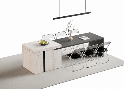 Modern Western Kitchen Bar Nakajima Dining Table and Chair Dining Island Table 3d model