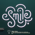 Artistic Neon Lamp Combination with Smile Shape Curved Lines and Home Decor Use