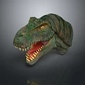 Realistic Reptile Dinosaur Tyrannosaurus Rex Head With Sharp Teeth Green Skin