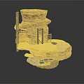 Decorative 3D Rock Layered Structure With Staircase Platform And Metal Railings
