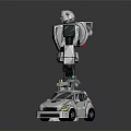 Silver Robot Character And Car Vehicle Model With Mechanical Design Features 3d model
