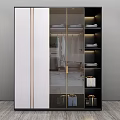 Modern Wardrobe Design With Glass Doors Gold Accents Storage Shelves And Drawers