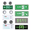 Fire Safety Equipment Including Double Headed Emergency Lights And Safety Exit Signs For Building Evacuation