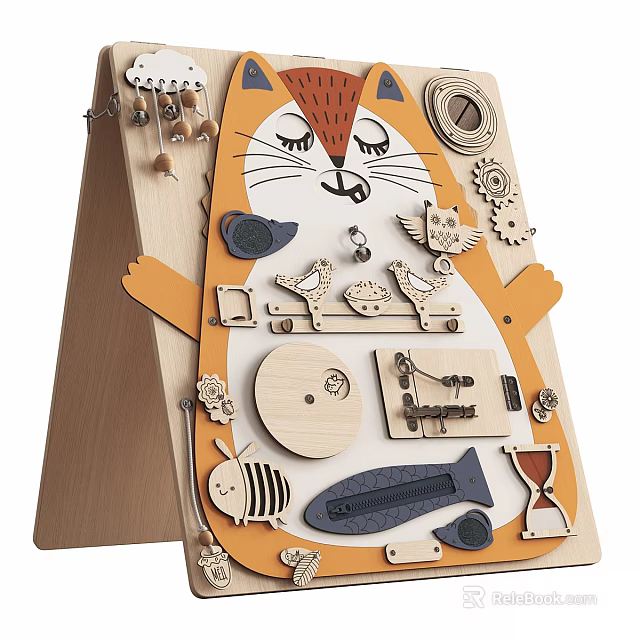 Educational Wooden Animal Shaped Building Blocks With Gears Airplane Hourglass Bee Owl Parts For Kids 3d model 