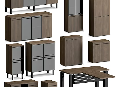 Modern Wooden Bookcase Collection With Glass Doors Multiple Sizes And Storage Cabinets 3d model