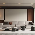 Modern Living Room Interior With Comfortable Sofa Coffee Table Floor Lamp And Decorative Items