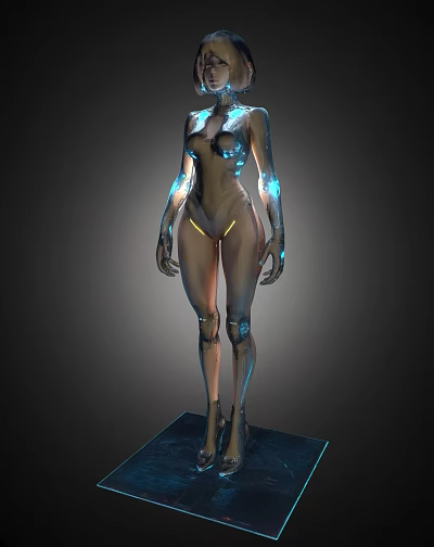 Female Robot Cyberpunk Robot Beauty Future Science and Technology Science Fiction Robot Bionic Man Cyber Girl Artificial Intelligence Female Mech Warrior Hand-held 3d model