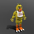 Yellow Cartoon Game Character With White Bib And Purple LET'S EAT Text 3D Model Design