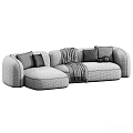 Cozy Modern Style Sofas With Decorative Pillows And Warm Blankets In Different Colors 3d model