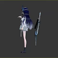 Game And Movie Character With Blue Long Hair Butterfly Hairpiece Light Blue White Outfit And Flowing Blue Ribbons