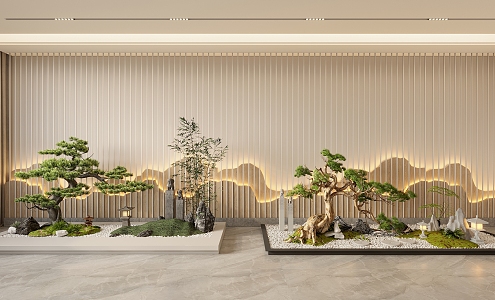 New Chinese Style Interior Landscape Landscaping 3d model