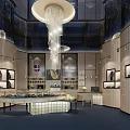 Luxury Modern Jewelry Store Interior Design With Elegant Display Cases And Crystal Chandelier Lighting