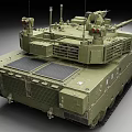Modern Green Main Battle Tank With Long Cannon And Turret Equipment