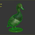 Detailed Taxidermy Duck Stuffed Bird on Orange Wooden Base Against Dark Background