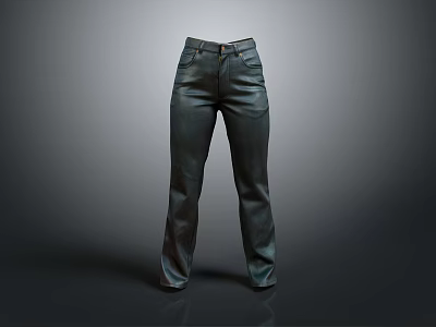 Dark Casual Straight Leg Pants With Classic Design And Comfortable Fit 3d model