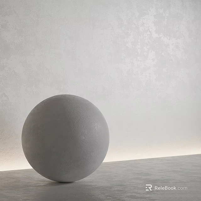 Gray Spherical Decorative Component In Minimalist Modern Interior With Textured Wall And Floor 3d model 