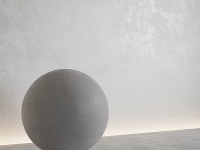 Gray Spherical Decorative Component In Minimalist Modern Interior With Textured Wall And Floor 3d model