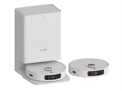 White Smart Robot Vacuum Cleaners With Charging Dock For Daily Home Use 3d model