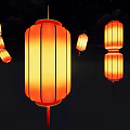 Traditional Red Lanterns Glowing Brightly In Night Sky With Moon And Stars
