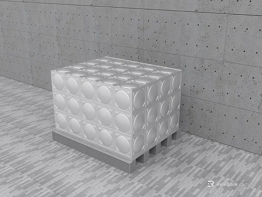 Industrial Equipment White Cubic Design With Circular Surface Indentations And Metal Base Frame 3d model 