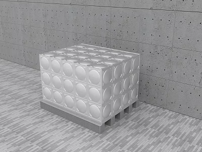 Industrial Equipment White Cubic Design With Circular Surface Indentations And Metal Base Frame 3d model