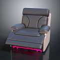 Black Leather Single Reclining Sofa With Pink Footrest Base And Modern Style Design