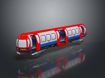 Red White Blue Metro Train 3D Model With Open Doors And Multiple Cars 3d model