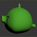 Green Cartoon Pig Character With Round Shape Ears And Smiling Expression 3d model